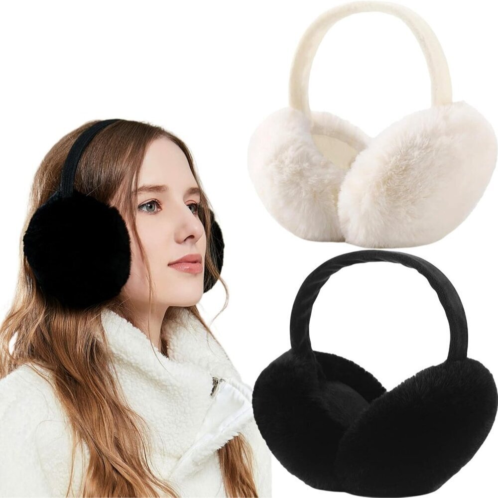 Women Faux Fur Earmuffs Adjustable Foldable Warm Winter Ear Covers Stylish